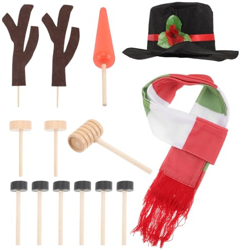ELAYARD Weihnachtliches Schneemann Dekorationsset 16 Stück mit Mütze und Schal Wiederverwendbares Selbstgemacht Bastelset für Familien Festliche Winterdekoration