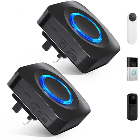 Irrespek WiFi Doorbell Chime for Blink & Ring & Nest | Wireless Doorbell Extender with LED Flash Alert, No Transmitter Needed, Easy Setup Receiver (2 Pack)