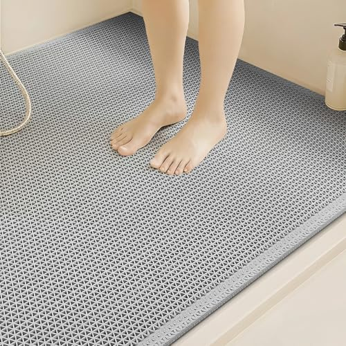 ZASEZOD rutschfeste Badematte Badvorleger, Waschbar Duschvorleger Duschmatte, PVC Fußmatte Badezimmerteppich, rutschfest, Schnell Trocknend, für Dusche, Badewanne und Toilette(Gray,90 x 100 cm)