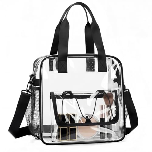 Eulihent Durchsichtige Tasche Durchsichtig Tragetasche Transparente Tasche Clear Tote Bag PVC Tasche Clear Bag für Arbeit (30x30x13cm)