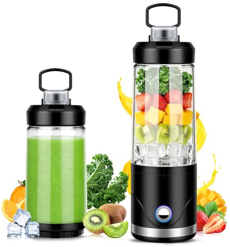 Portable Blender 650ml Powerful Mini Blender for Smoothies & Protein Shakes | Cordless, Leakproof Lid & Sip Spout, USB-C Rechargeable, 6 Blades Crush Ice & Frozen Fruit, for Home, Gym, Travel, Black