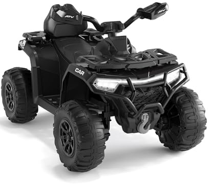 Quad Électrique Enfant 12V ATV Tout-Terrain avec Télécommande Parentale – 2 Moteurs, Suspension, Lumières LED, Musique, Bluetooth & USB, Voiture Électrique pour Enfants 3-8 Ans, 95x 56x 55 cm