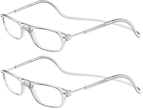 TBOC Pack: Lunettes de Lecture – (Deux Unités) Dioptrie +2.00 Monture Transparent Femme Homme Aimant Fermeture Pliable Régable Magnetique