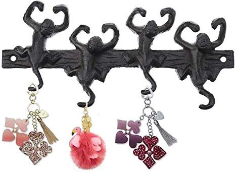 TuToy AFFE 4 Hooks Wall Key Hat Rack Antique Cast Iron Hallway Kitchen Handtuchhalter 23Cm