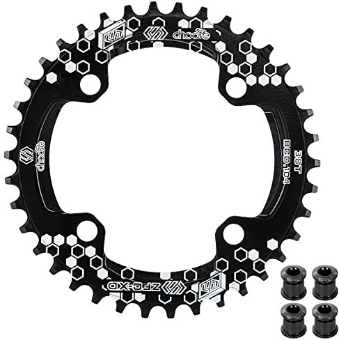 EASTERN POWER Plato 38 Dientes BCD 104, Plato BCD 104 Bicicleta Montaña, Aluminio Monoplato 38 Dientes MTB, Negro