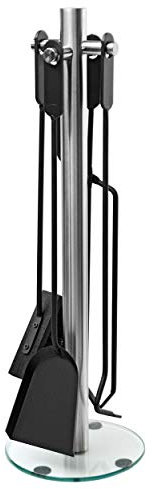 raik R1008 Kaminbesteck Cajus, 4-teilig, Edelstahl mit Glassockel, 66 cm