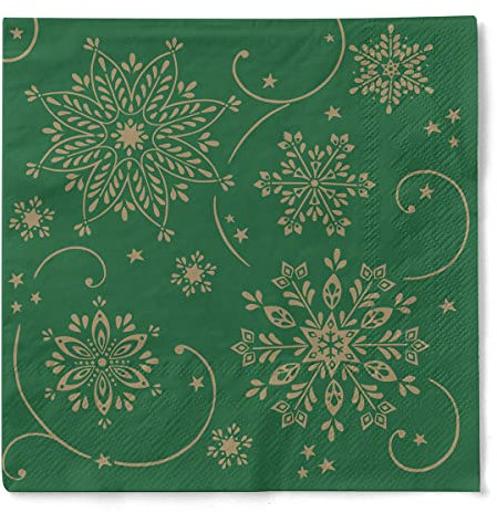 Mank GmbH Tissue Servietten 40x40 cm Premium Einweg Serviette saugstark perfekt für Weihnachtsfeiern & Adventsfeiern Weihnachtsservietten 100 Stück Cristal (Grün)