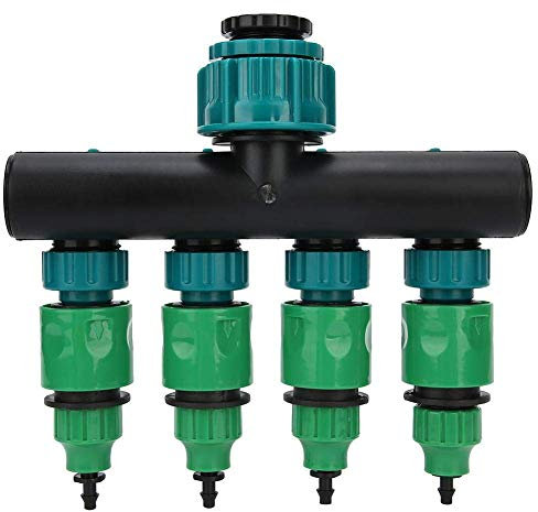 Distributore di Irrigatori a 4 Vie, DN20 DN25 FNPT Sdoppiatore per Rubinetto con 4 Connettori per Tubo, Divisorio per Tubi Flessibili, con Interruttore di Controllo, per Rubinetto Filo Giardino 1/4''