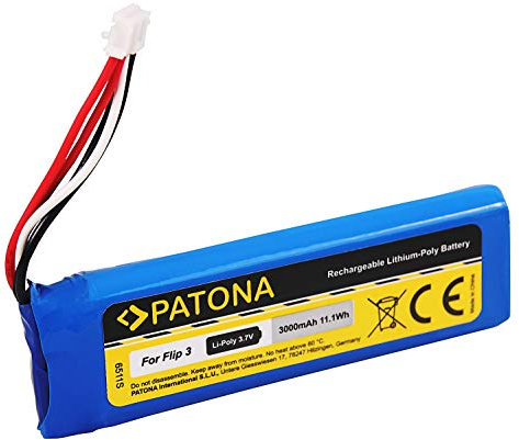 PATONA replacement for battery JBL GSP872693 (3000mAh) - compatible with JBL Flip 3