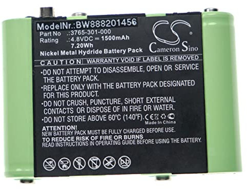 vhbw 1x Akku kompatibel mit Peli 3769, 3765, 3760Z0, 3715Z0 LED ATEX 2015 Taschenlampe Kopflampe (1500 mAh, 4,8 V, NiMH)