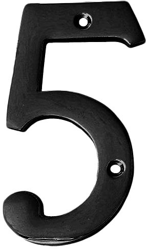 Motif 4-Inch Brass Metal Letters Mailbox Decor Address Signs For Houses Outdoor Wall Decor Mailbox Numbers House Address Numbers For Outside Address Sign for Door Numbers (Satin Black, Number 5)