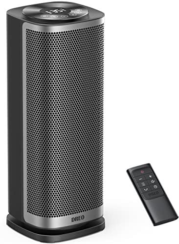 Dreo Termoventilatore, 3 Modalità a 3 Velocità, Termostato, Telecomando, Timer 12 ore, Oscillazione 70°, Modalità ECO a bassa energia, protezione da ribaltamento e surriscaldamento, Solaris Slim H2