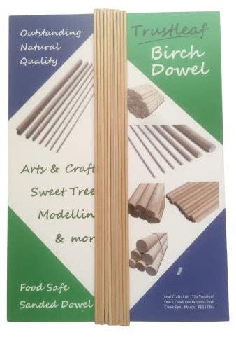 Trustleaf Tasselli in legno massiccio di betulla, 3 mm x 30 cm, 10 tasselli