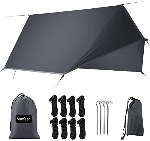 Sunyear Hammock Tent-Camping Tarp-Hammock Rain Fly,Lightweight&Waterproof Hammock Tarp,Small Door Design-Easy Setup-Backpacking Hiking Camping Gear