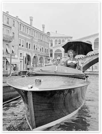 Schauspielerin Sophia Loren in Venedig 1955 Poster 30 x 40 cm Schwarz-Weiß Wandbilder Wanddeko
