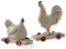 Loberon Huhn 2er Set Mesnil, Duo aus Hahn und Henne, ländlich-gemütliches Flair, handbemalt, Osterfiguren, Ostern, Osterdeko, Polyresin, Jute, Creme