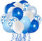 Blaue Konfetti Luftballons UNOEYSAT Helium Ballons König Hell Baby Blau Weiß 50 Stück 30cm Latex Luftballons Deko Set für Kinder Junge Mann Geburtstag Babyparty Taufe Baby Shower Party Dekoration