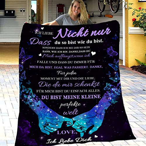 Kuscheldecke Geschenk für Frau, Geburtstag Weihnachten Hochzeitstag Geschenke für Frauen, Flauschige Decke An Meine Frau Von Mann, extra weich & warm Wohndecke Flanell Fleecedecke