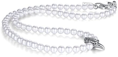 GAVU Herren Geschenk Perlenkette Adlerkopf Charm Edelstahlkette