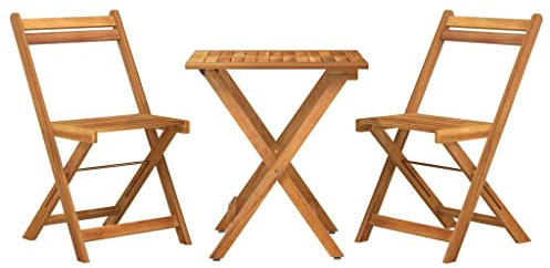 vidaXL Ensemble de Bistro Pliable 3 pcs Bois d'acacia Solide, Ensemble de Meubles, Table et chaises d'extérieur, Ensemble de Meubles d'extérieur