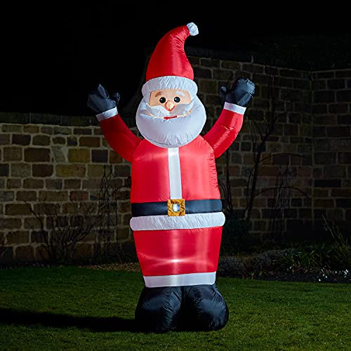 Lights4fun LED Weihnachtsmann Aufblasbar Weihnachtsbeleuchtung Außen Weihnachtsfigur Aufblasbare Weihnachtsdeko Amerikanisch