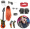 12 Stück Rocker Kostüm Herren Rockstar Kostüm Kinder, enthält 1 Perücke 1 Brille 2 Ärmel 2 Ringe 2 Armbänder 2 Handschuhe 1 aufblasbare Gitarre 1 Stirnband, Disco Rock Star Fancy Dress Kinder Jungen