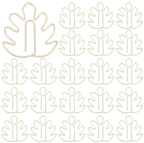 CRASPIRE 50Pcs Leaf Paper Clips Gold Tortoiseshell Leaf Binder Paperclips Clamps Bookmark Clips Planner Memo Dispenser for Office Supplies School Home File Note Page Sorting Organizing