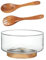 JINYUE Grande set di insalatiere in vetro – insalatiera con base in legno di acacia e ciotole per insalata per feste, Natale, Ringraziamento per insalate, frutta, pasta, ecc (grande)