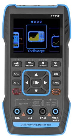 Oscilloscope Portatif 3 en 1 à Double Canal, Multimètre Générateur de, écran LCD HD de 2.8 Pouces