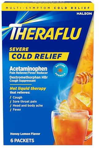 Theraflu Daytime Severe Cold Relief Powder, Honey Lemon Flavor, 6 Count