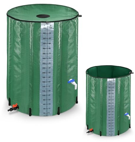 Aufun Plegable Barril de Agua de Lluvia, 200L Barril de Agua de Lluvia Tanque de Agua (Verde)