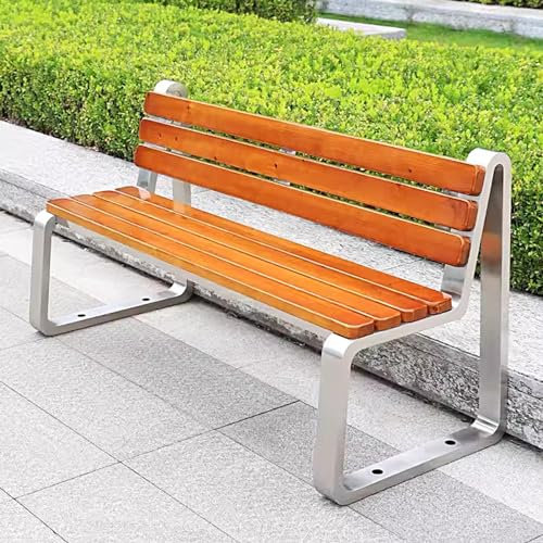 LLZJDDPLY Gartenbank wetterfest, Gartenbank 3-sitzer 150cm, Massive Kiefer Hellbraun lackiert, Edelstahl