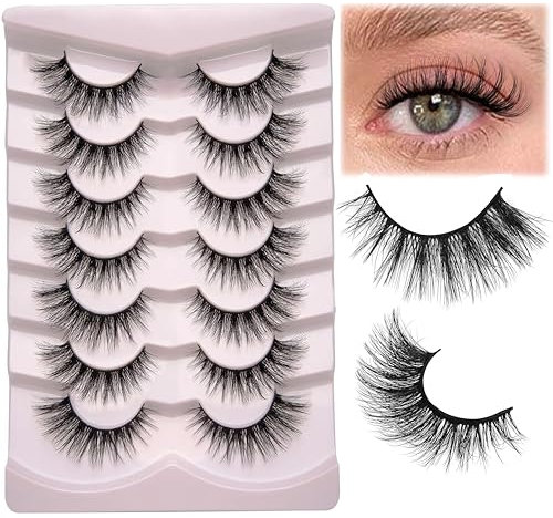 Faux cils, Aikvigss 7 paires de Faux Cil en Vison Faux cils Naturel Volume Floconneux Cils Artificiels (9-16MM)