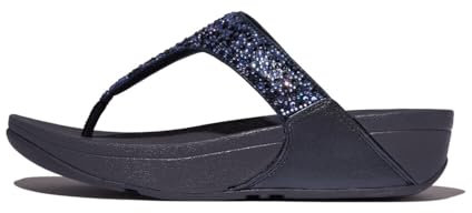 Fitflop Femme Lulu Crystal-Mix Toe-Post Sandals, Bleu Marine, 37 EU