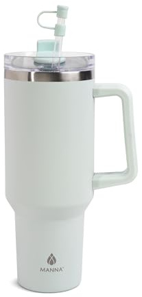 Manna Atlas Stainless Steel Tumbler with Silicone Straw Protector - 40 Oz - Etched Glass