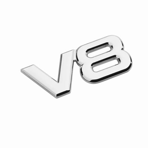 Auto Emblema Adesivo per Volkswagen Caddy,Autoadesivo 3D Metallo Corpo Stemma Sticker Decal Griglia Tronco Lettera Numeri Distintivo Logo Styling Accessori Auto,V8Silver2