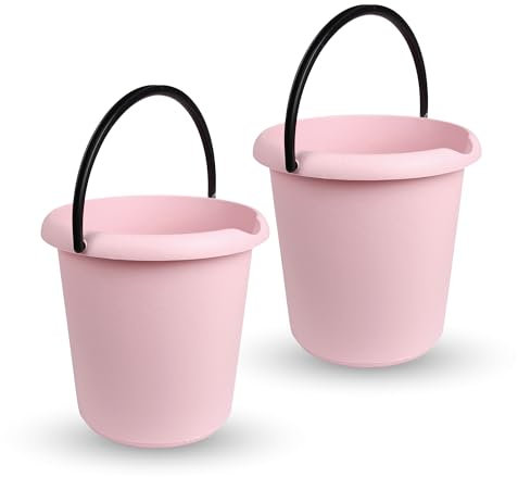 Eimer (2 Stück) Haushaltseimer, 5 Liter, in vers. Farben, Putzeimer aus Stabilem Kunststoff, BPA-frei, Kunststoffeimer Made in EU (Rosa)