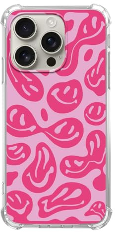 Dohakemuny Pink Melting Smile Face Handyhülle Kompatibel mit iPhone 16 Pro, Aesthetic Trippy Smile Face Handyhülle für iPhone 16 Pro, Cool Trendy TPU Bumper Case Cover