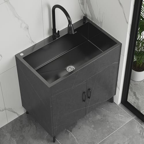 Meuble Sous Évier, Évier De Cuisine Avec Meuble Bas, Meuble Évier Avec Évier Et Robinet, Meuble Évier Avec Évier, Lavabo Complet Évier Meuble Bas De Cuisine(Nero,68cm)