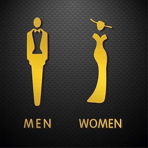 NIUOIOU Toilettenschild, Badezimmer-Türschild-Dekoration Für Männer Und Frauen, Beleuchtetes Badezimmerschild Für Damen, Herren, Damen, Badezimmer Mit Randbeleuchtung, Toilettenschilder,Gold