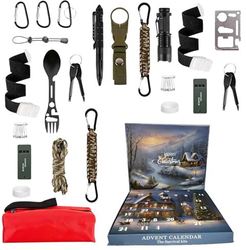 2024 Neuester Survival & Mechanics-Adventskalender für Männer, Survival-Kit-Adventskalender, Survival-Ausrüstungs-Countdown-Kalender, für Erwachsene Teenager, Survival-Ausrüstung