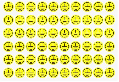 10 Blatt Spannung Sicherheitswarnaufkleber, 600 Stück Gesamt 1 cm Elektrische Sicherheitsaufkleber, Elektrische Erdungsaufkleber Symbol Aufkleber Gelb