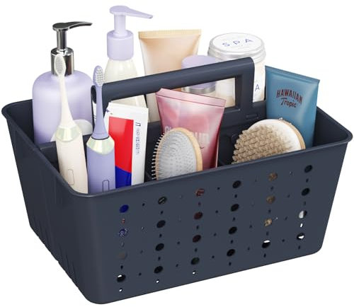 Lifewit Kunststoffkorb mit Griffen, tragbarer Duschkorb, Aufbewahrungs Organizer für Shampoo, Conditioner, Hygieneartikel, Badezimmer, Studentenwohnheim, 1 Stück, Grau