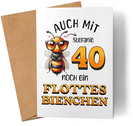 Kiddle-Design Personalisierte Geburtstagskarte 40. Geburtstag - Flottes Bienchen ist 40-40ter Geburtstag Lustige Karte Frau Frauen - Faltkarte inkl. Umschlag