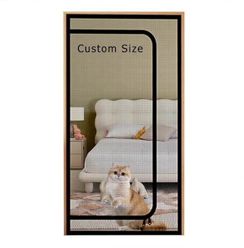 Custom Fly Screen Door Curtain, Removable Anti Mosquito Mesh Insects Protection Cat Door Screen with Zipper, Pet Resistant Mesh for Dogs Cats (W*H:80 * 200cm)