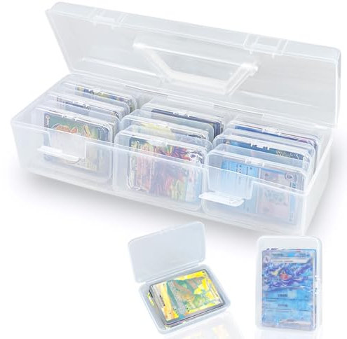 TAOBWN Trading Card Storage Box Plastic Playing Card Case Transparent Card Deck Boxes with 9pcs Card Boxes for Yugioh, MTG, TCG, Pokemon, Sports Cards, Game Cards, Standard Size