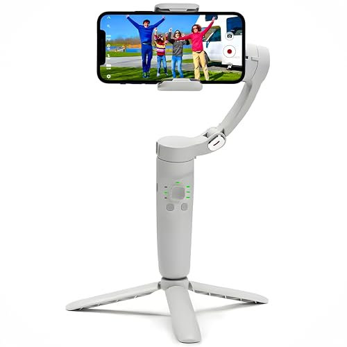 SGM M1 Gimbal Stabiliser for Smartphones, Foldable 3-Axis Phone Gimbal for iPhone/Android, Anti-Shake Handheld iPhone Gimbal for Vlog, Video Recording, Tracking, Time-Lapse & Slow Motion