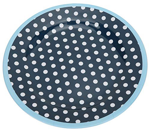 Placa redonda de 22 cm de diámetro hermosa vajilla de plato duradero para el restaurante de cocina en casa hotel hecho de material de resina A5 mf de punto azul o cuadrado azul (Puntos azules)