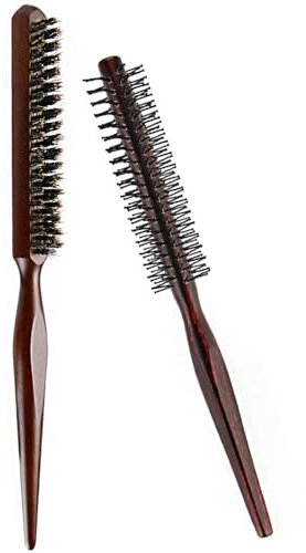 2 Stück Haarbürste Sleek Bun bürste,Sleek Bürste,Sleek Zopf Bürste,Wildschweinborsten Bürste,Rundbürste,Holzgriff Natürliche Bürste für Langes,Lockiges,Dickes,Trockenes Haar,21cm+24cm
