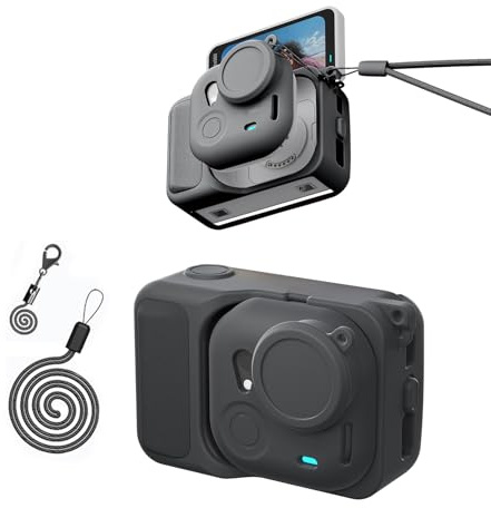 Silikon Schutzhülle für Insta360 Go Ultra, 4 in 1 Set Silikon Kamera Body Sleeve/Lens Cover/Lost-Proof Rope/Lanyard Full Protective Case with Lens Cap for Go Ultra (Black)